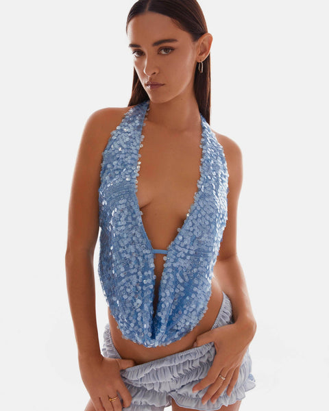 Rio Dreams Neckholder-Top mit Wasserfallausschnitt